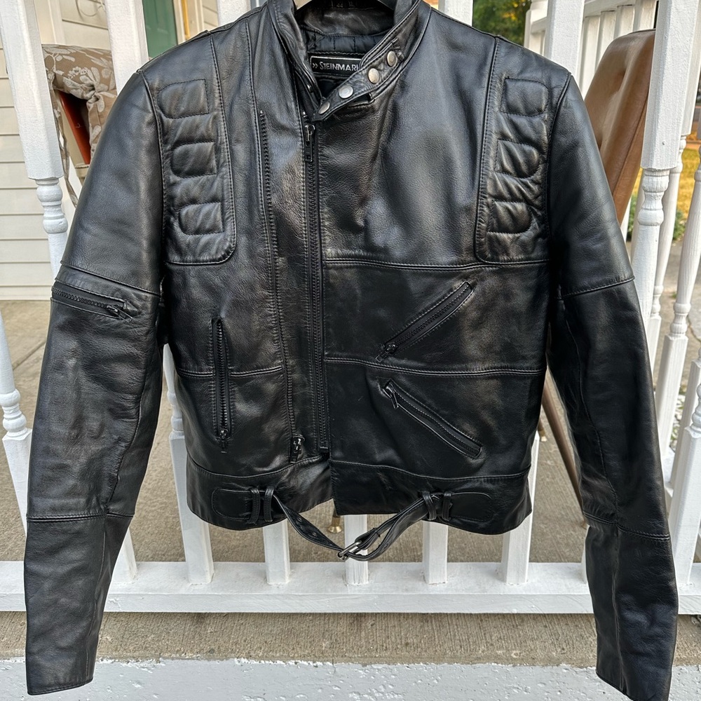 Steinmark Black Leather Motorcycle Style Jacket